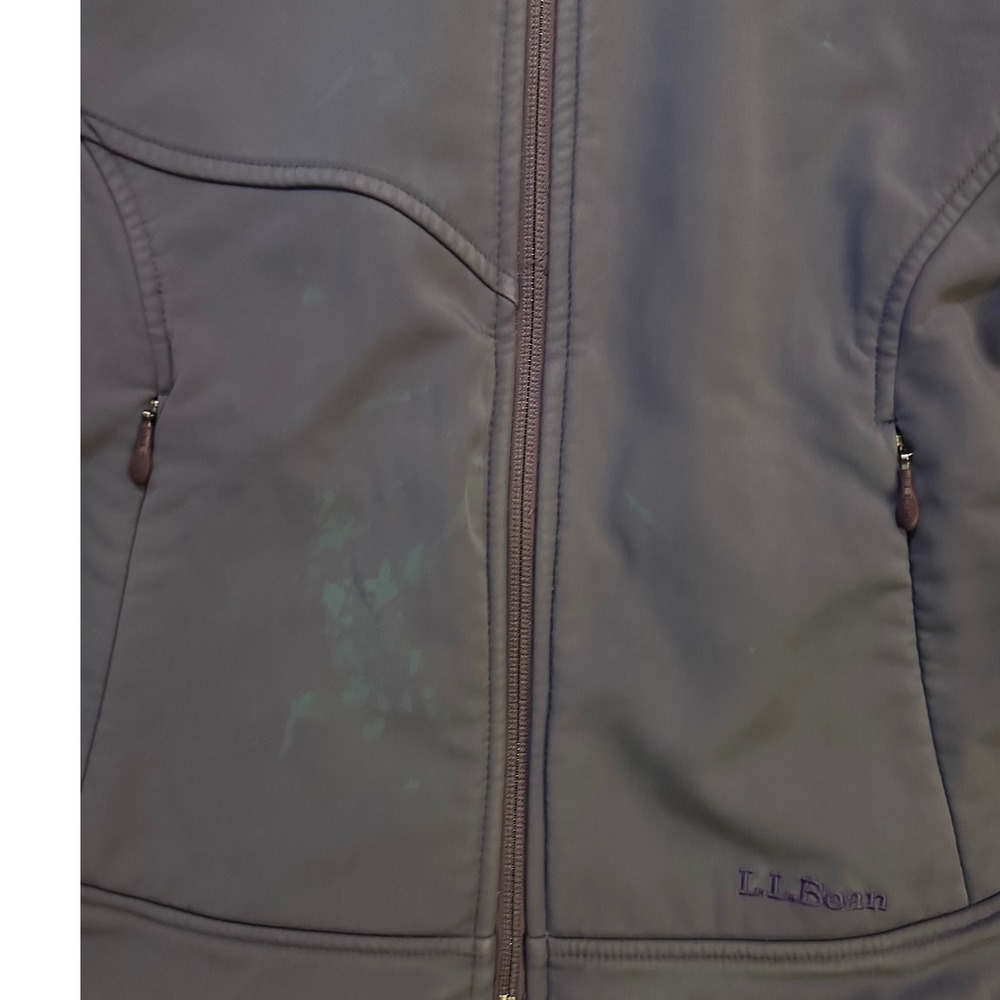 LL Bean Women's Fleece‎ Lined Softshell Hooded Jacket Blue Size Medium - Picture 2 of 3